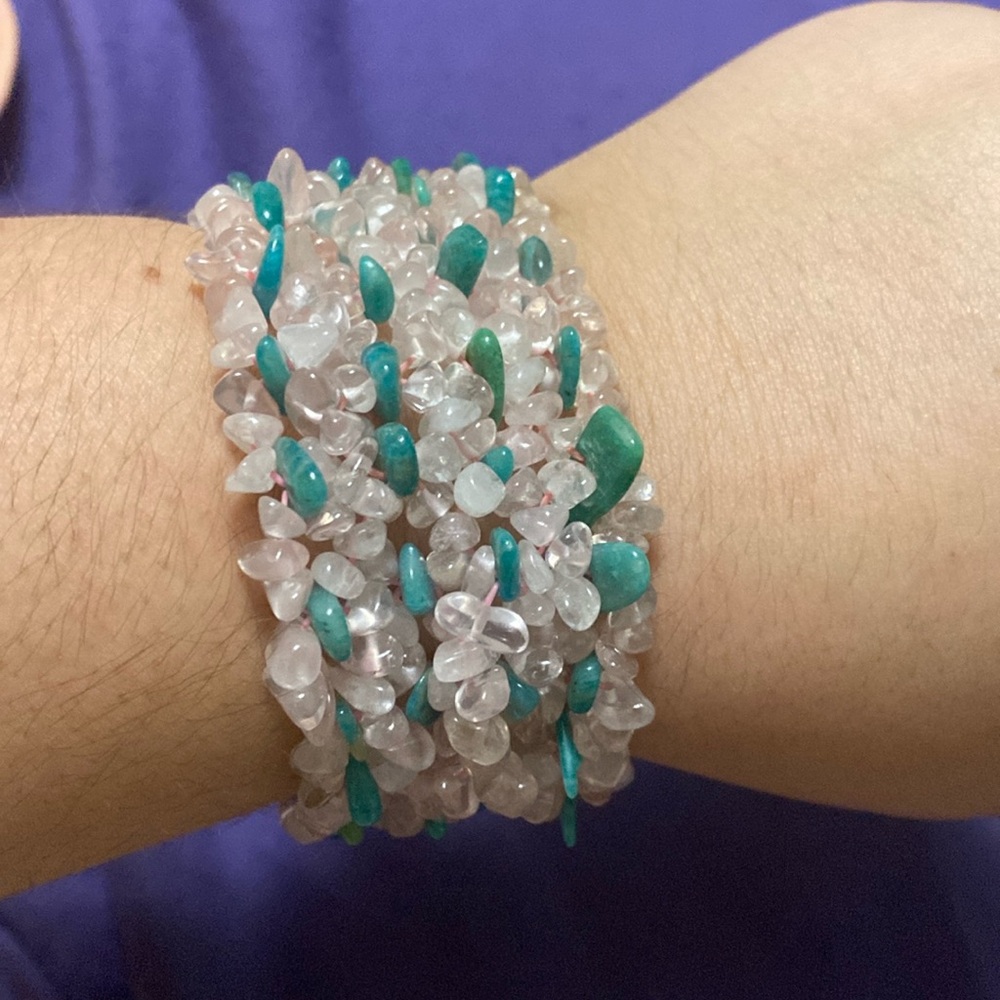Stretch green and pink bracelet